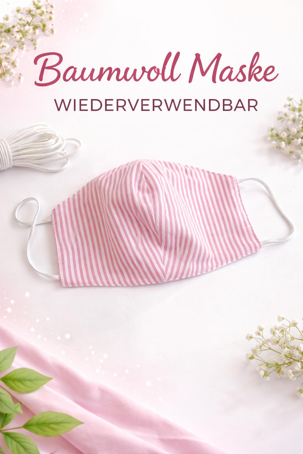 ♥ Premium Mund- und Nasenschutz für Erwachsene rosa gestreift ♥